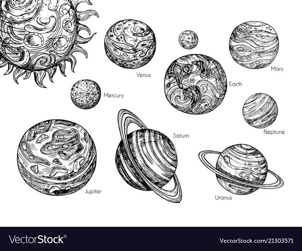 Рисунки планет для срисовки (48 фото)