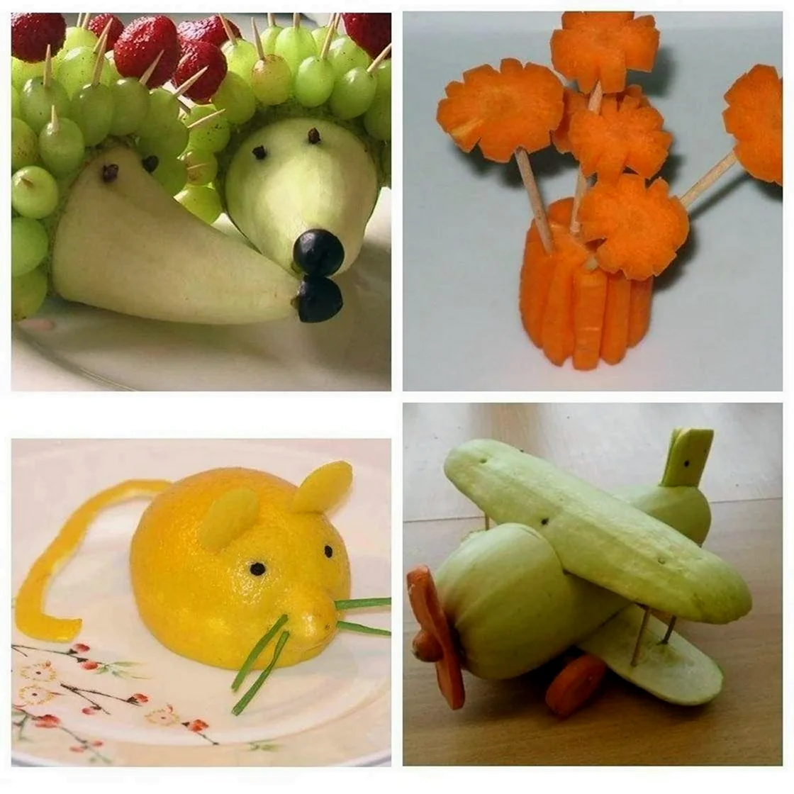 Фигуры из овощей и фруктов (65 фото)