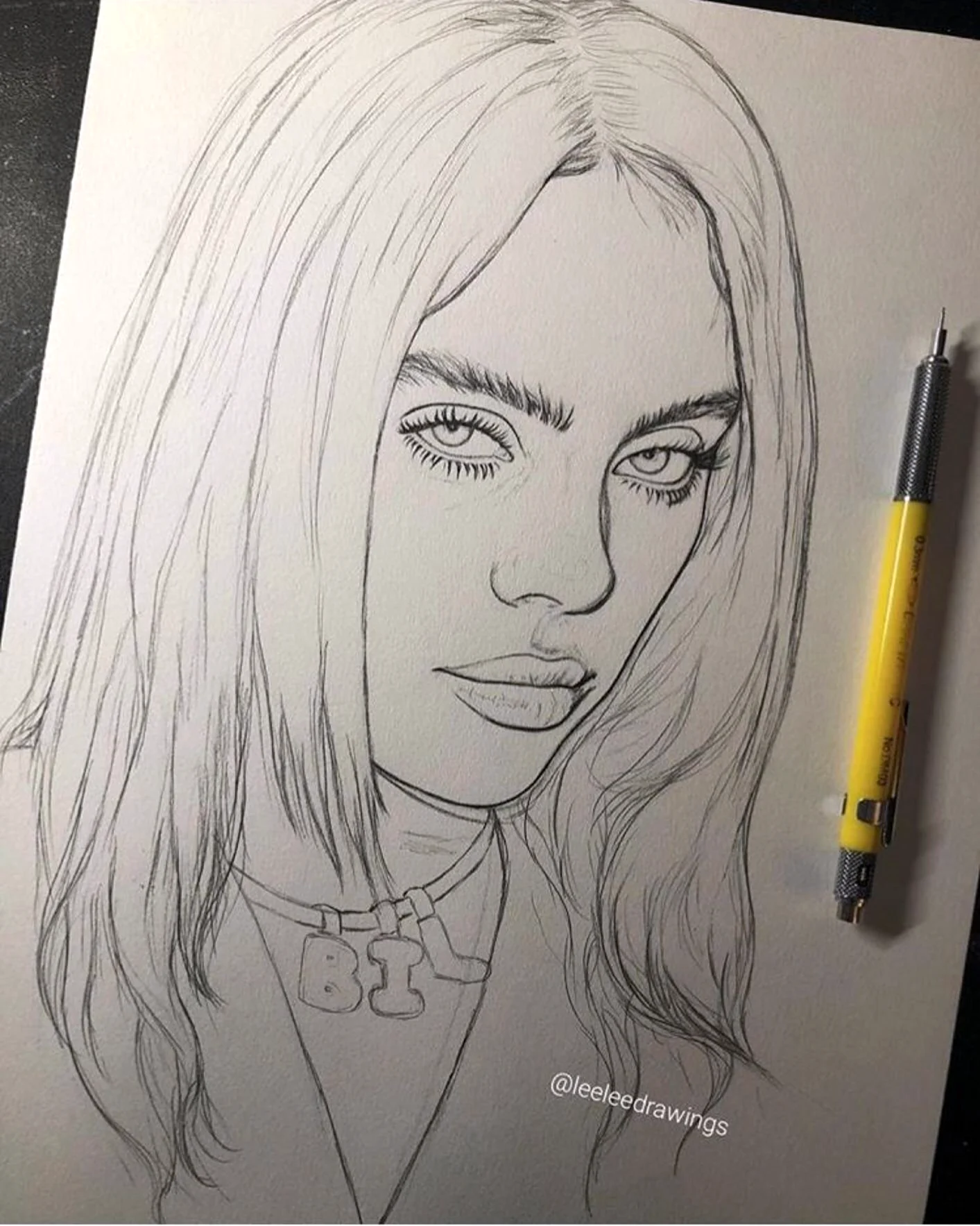 Billie eilish рисунок карандашом