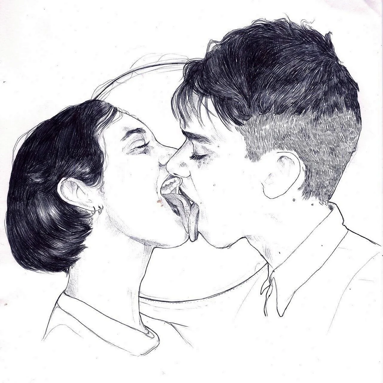 Рисунки целующихся людей (55 фото)