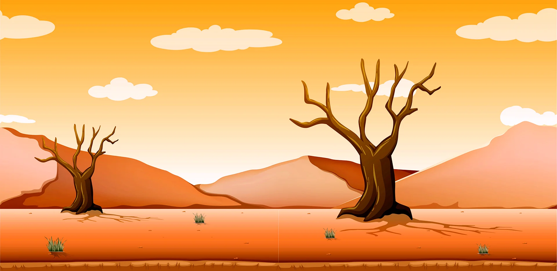 Пустыня и дерево мультяшный