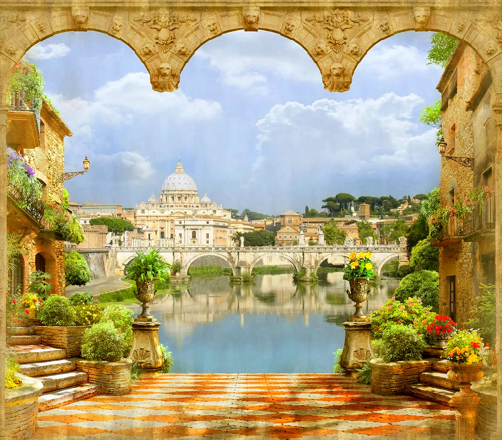 Рим фрески колоннада