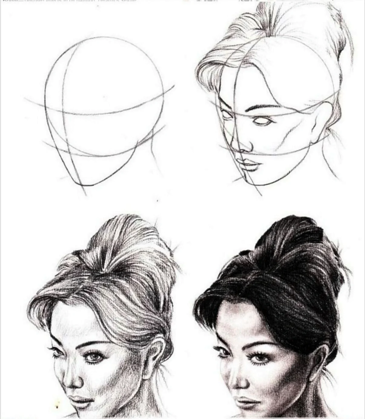 Рисунки лица девушки в три четверти для срисовки (99 фото)