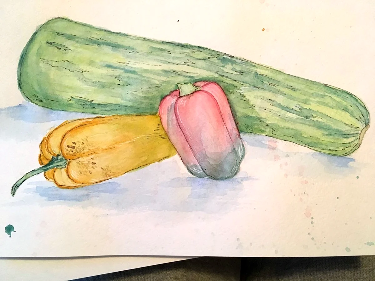 Рисование овощей акварелью