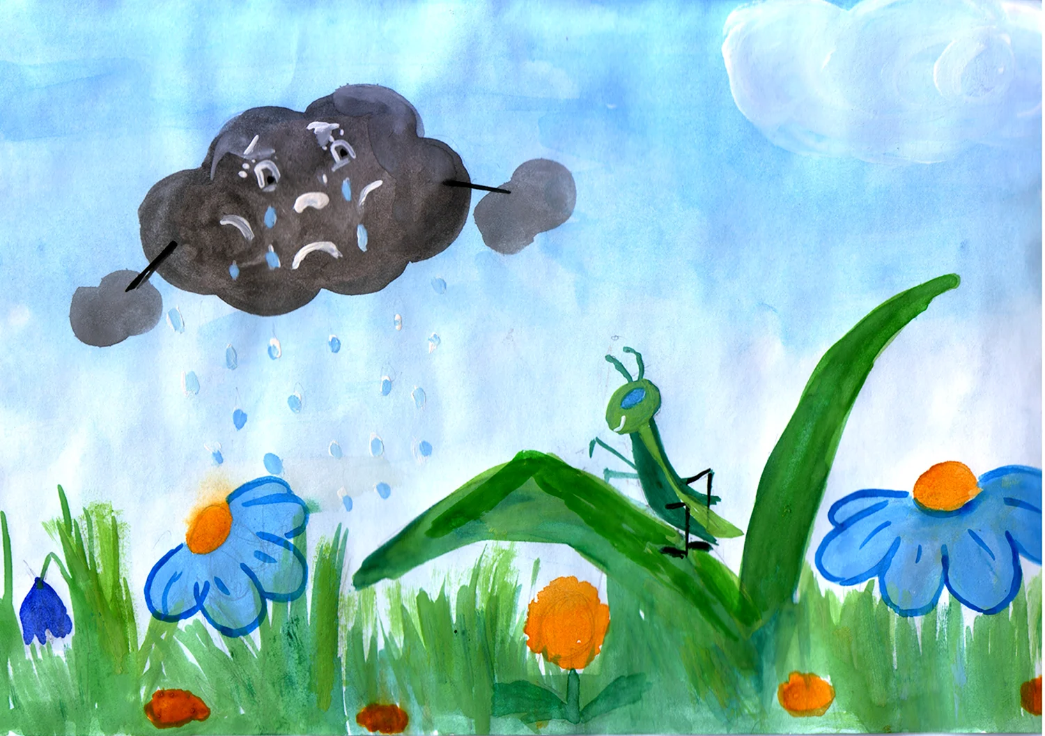 Рисование с детьми дождик