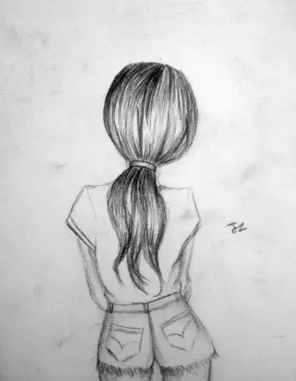 Рисунки для срисовки девушки со спины