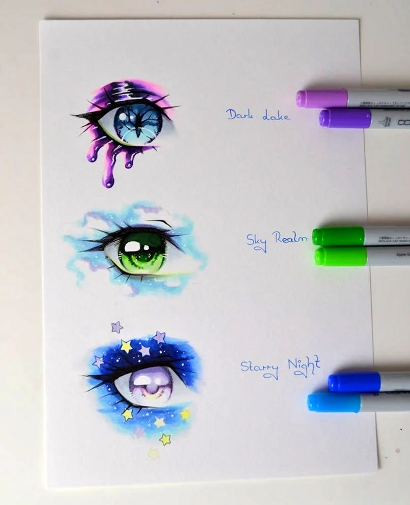 Рисунки маркерами глаза