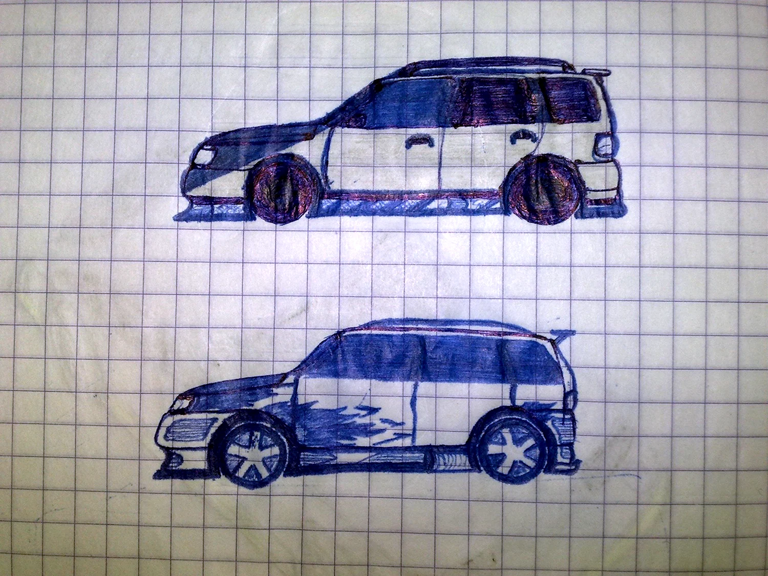 Рисунки по клеточкам автомобили