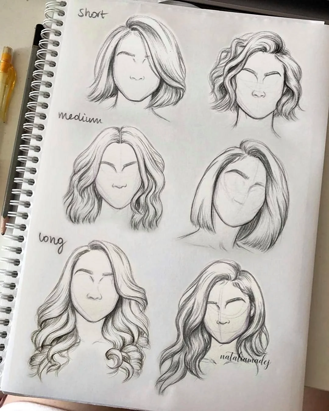 Рисунки причёсок для срисовки