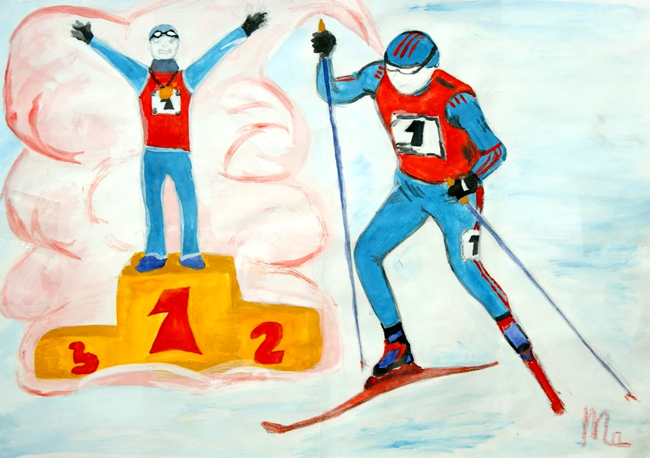 Лыжник 3 класс. Рисунок на тему спорт. Рисунки на спортивную тему для детей. Рисунок на спортивную тему легкий. Рисунок на ьемы спорта.