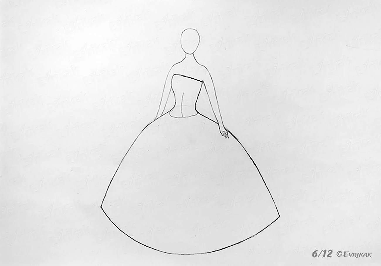 Рисунок поэтапный девочка в платье