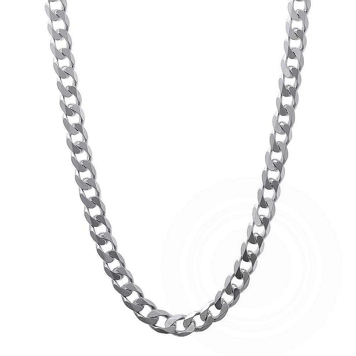Silver Cuban Chain Necklace shiny