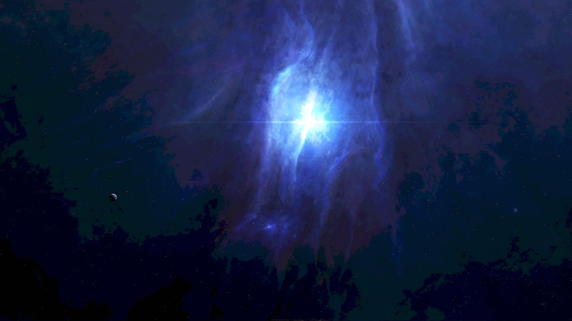 Синяя туманность в космосе