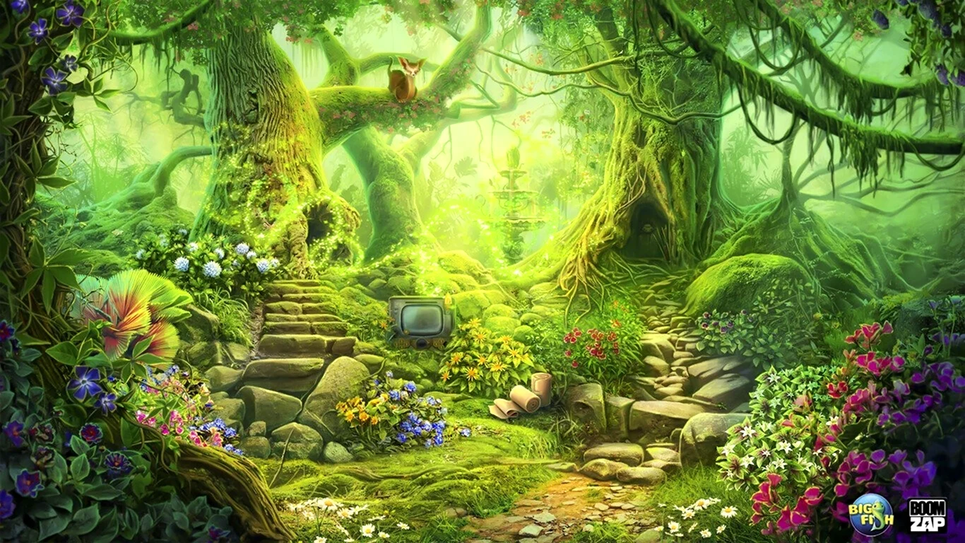 Зачарованный лес (чудесный лес) (1986). Сказочный лес. Сказочная природа. Сказочный фон.