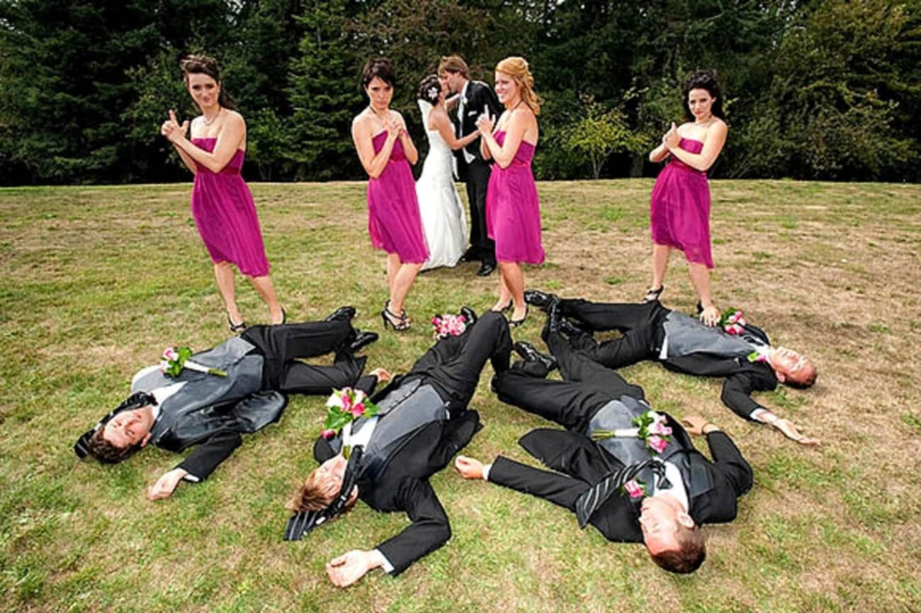 Смешные идеи для свадебной фотосессии