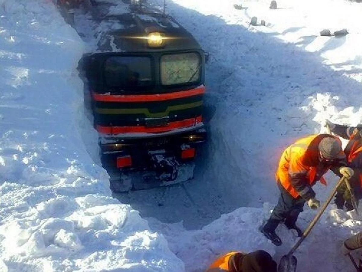 Снежные заносы на железных дорогах