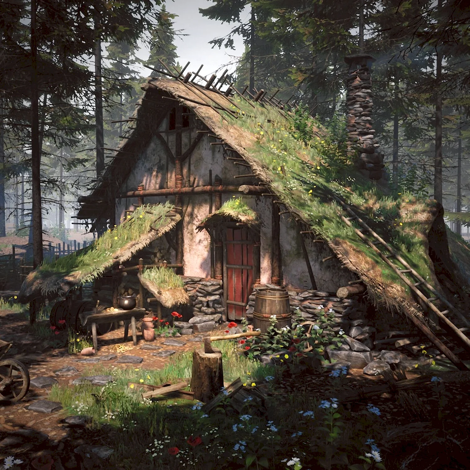Средневековый домик в лесу