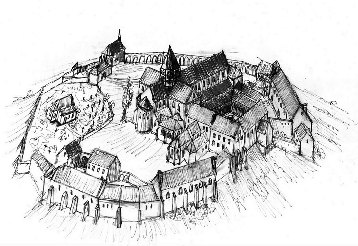 Средневековый город вид сверху