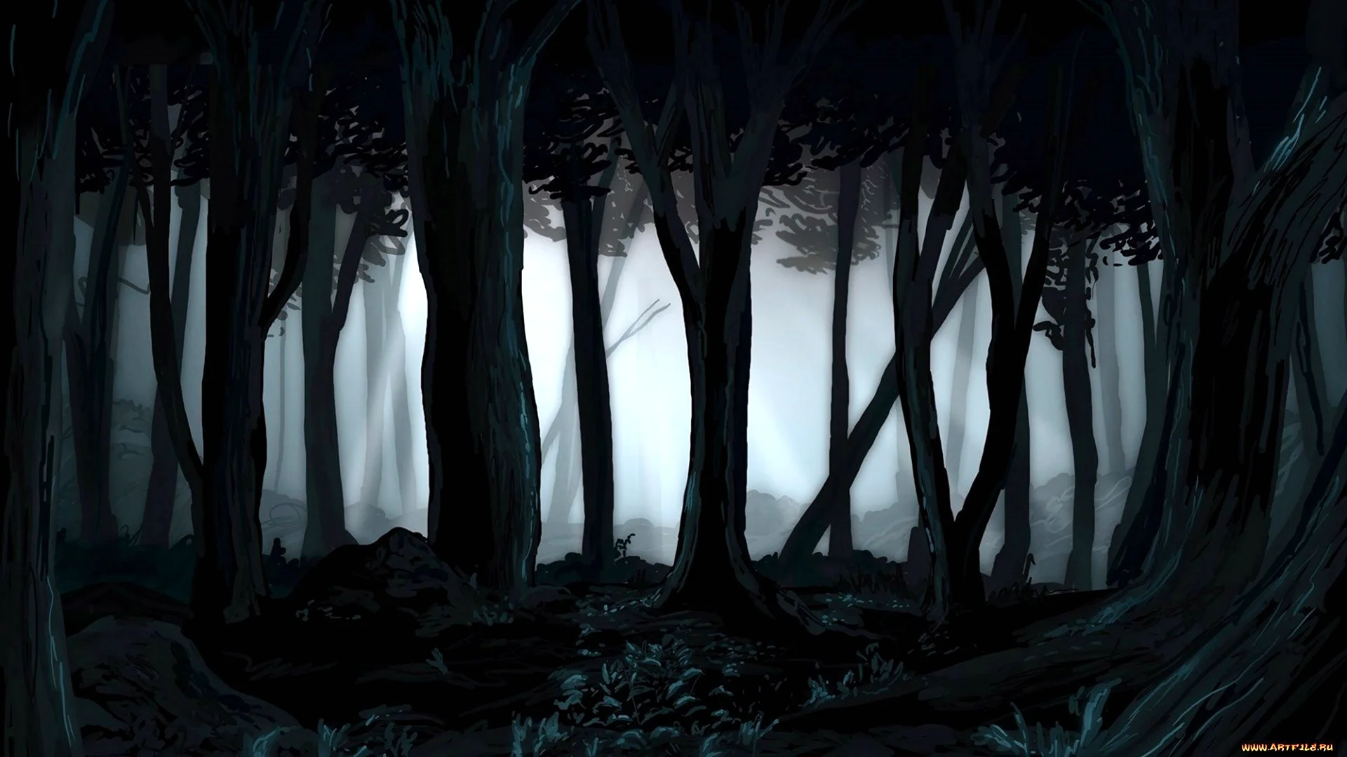 Фон аниме темный лес (89 фото)