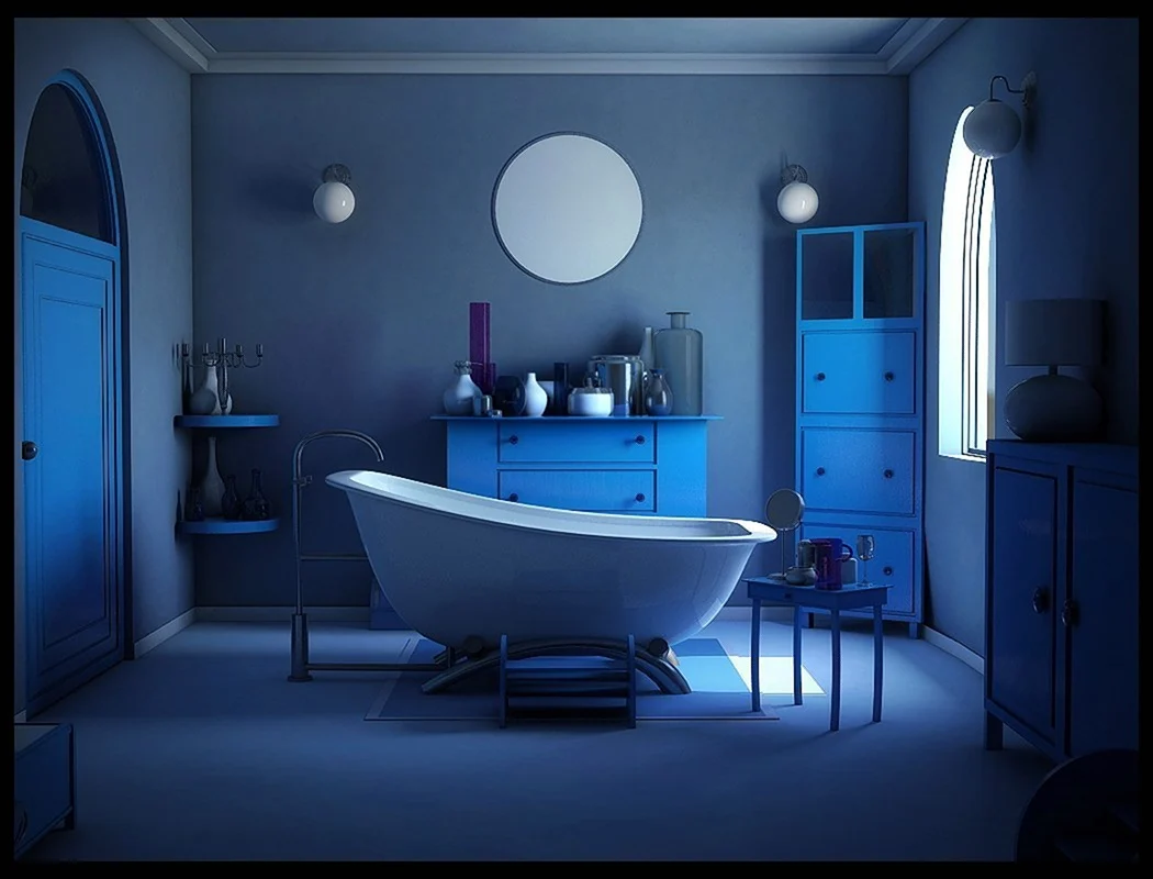 Темно синяя ванная
