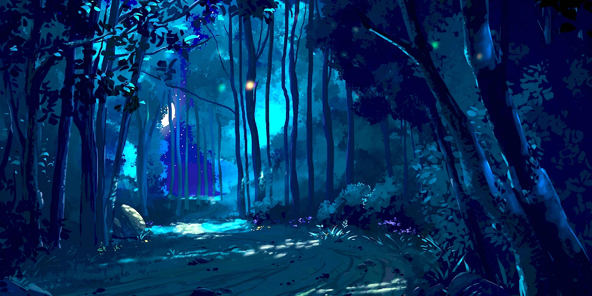 Фон аниме лес ночью (64 фото)