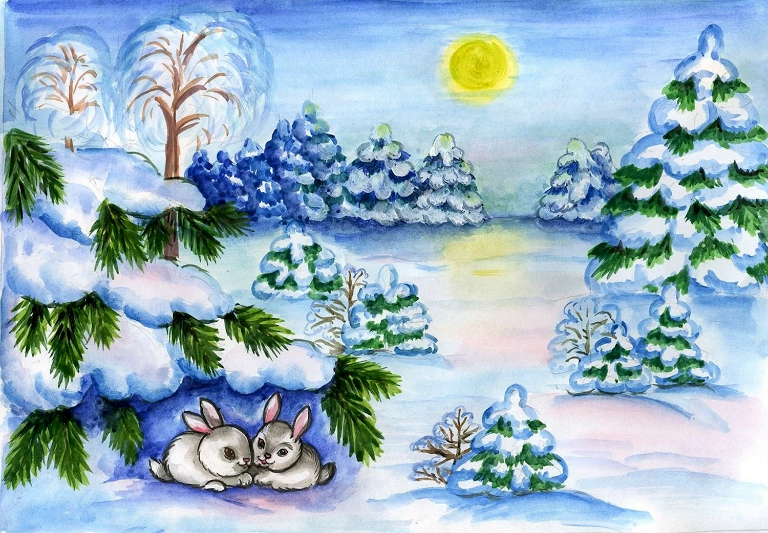 Зимний лес | Раскраски, Рисовательные проекты, Рождественские картины